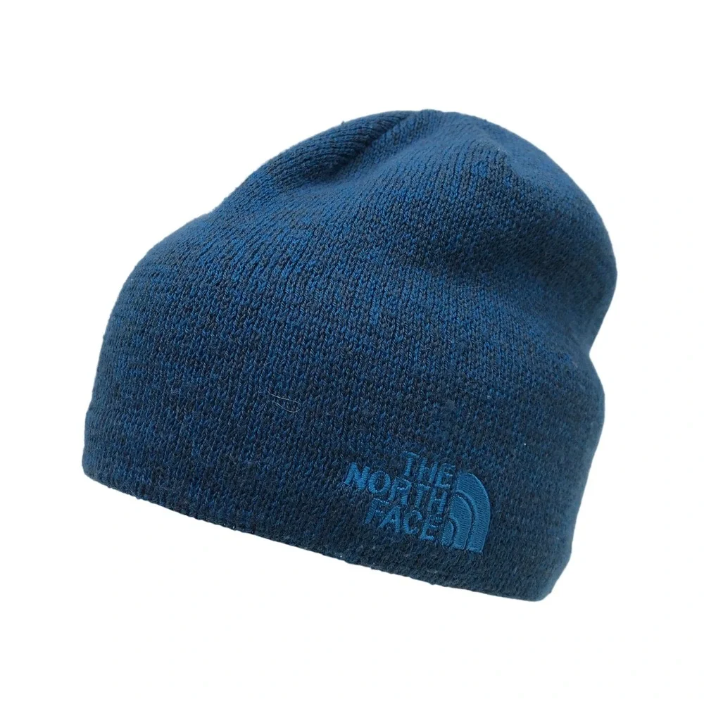 The North Face Blue Heather Knit Fleece Lined Unisex Beanie Hat One Size